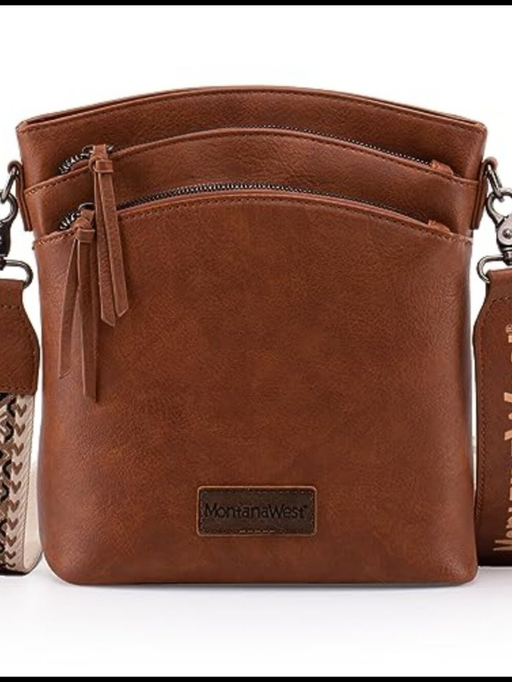 Montana West Multi Zip Pocket Crossbody Bag Adjustable Guitar Strap